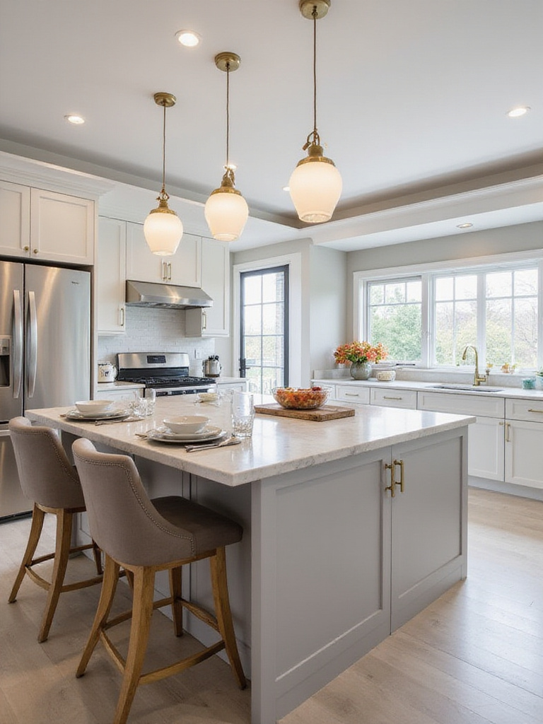 Luxury kitchen island with stylish bar seating