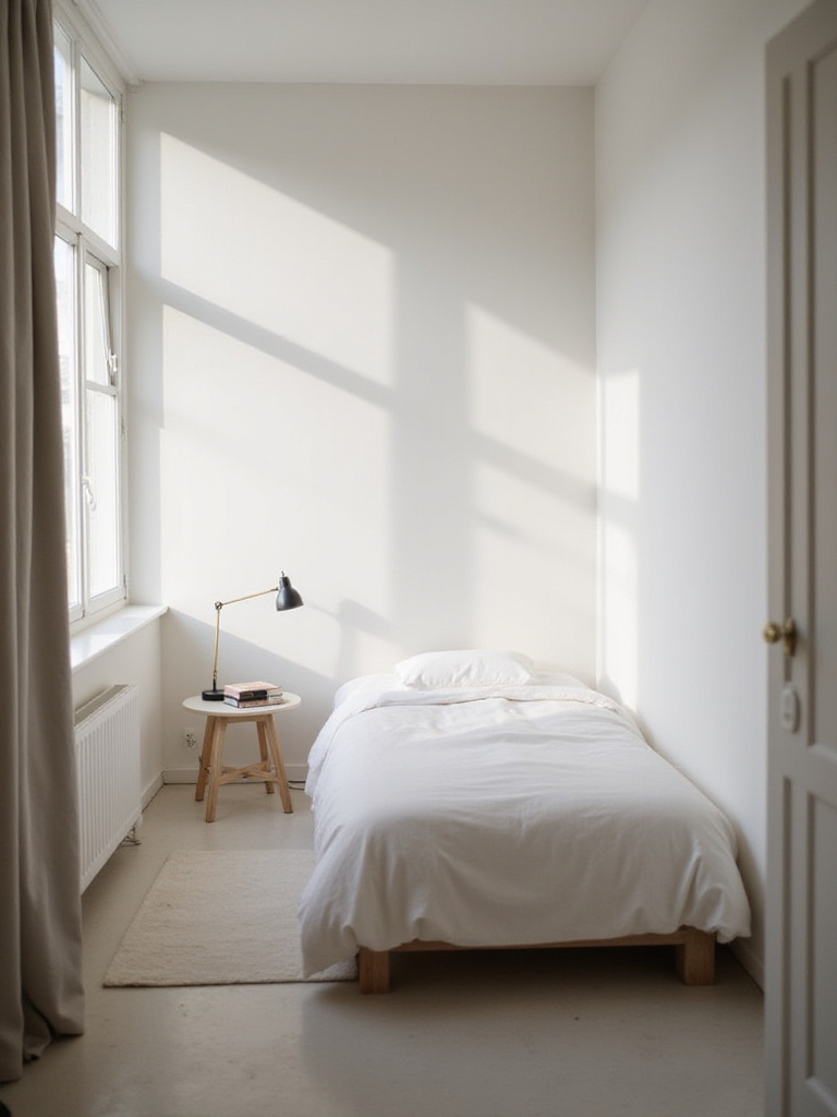 Serene and uncluttered small bedroom with minimalist decor