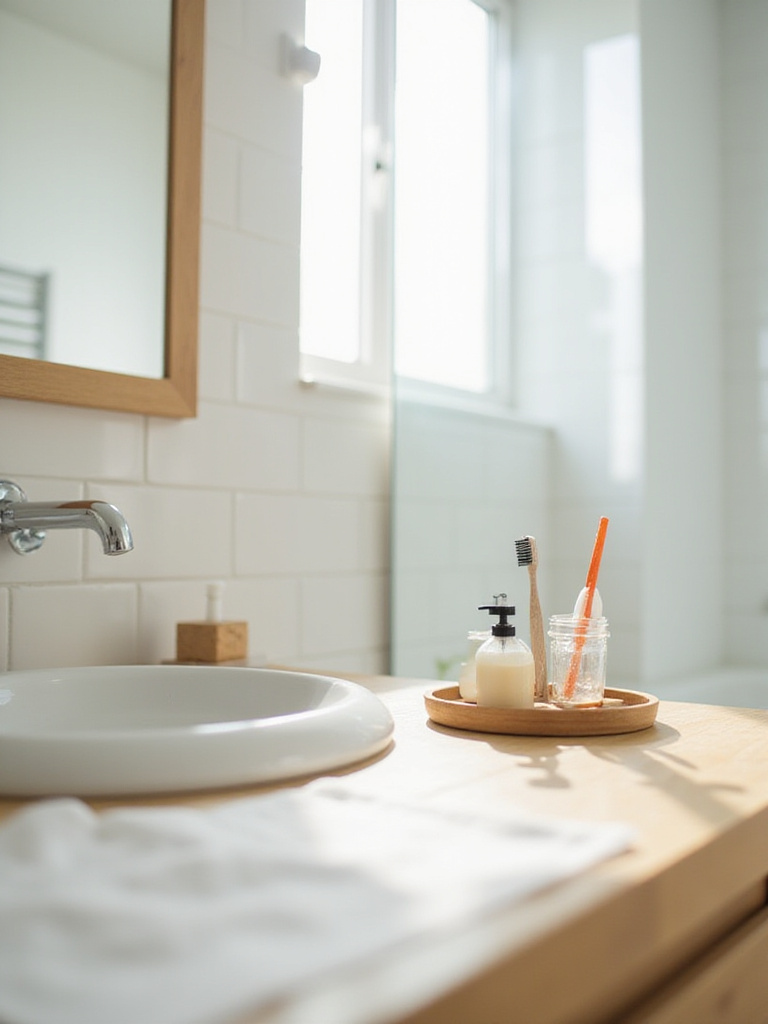 Clean and organized bathroom vanity showcasing the impact of decluttering.