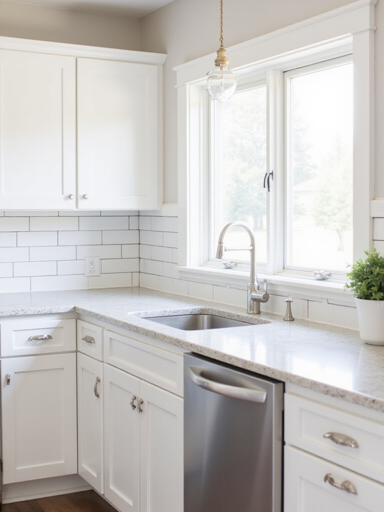 White shiplap kitchen backsplash in a farmhouse style kitchen