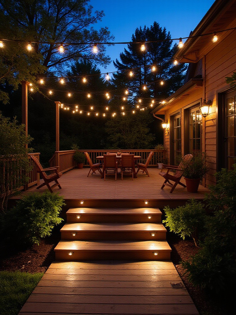 Deck with warm, inviting lighting for evening enjoyment