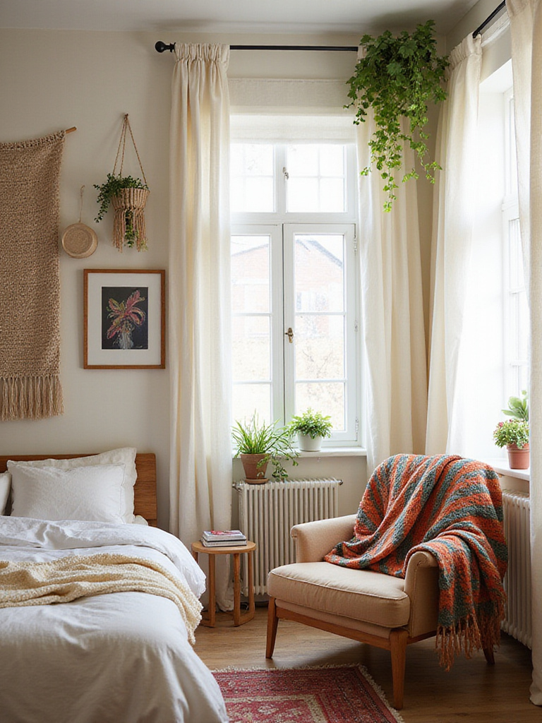 Boho bedroom showcasing personalized decor and eclectic style