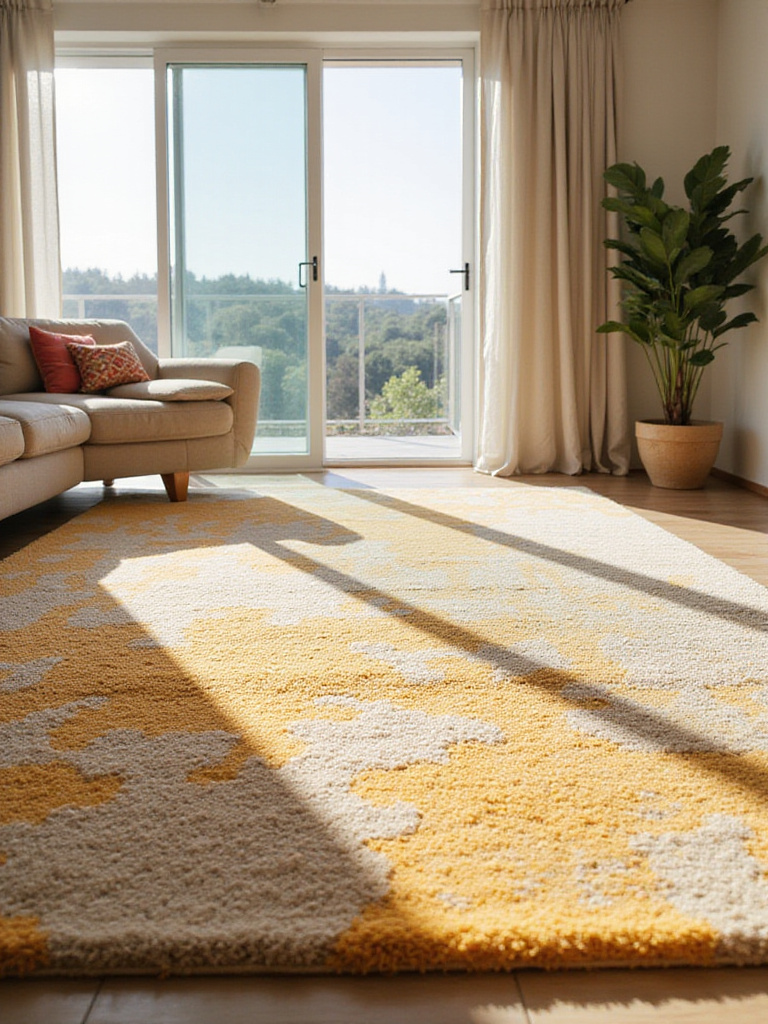Clean and vibrant living room rug after professional cleaning.