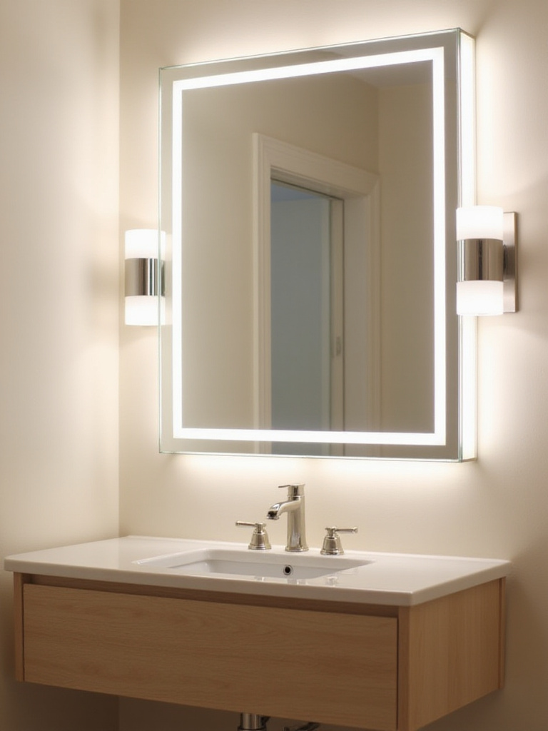 Vanity area with flattering LED makeup lighting
