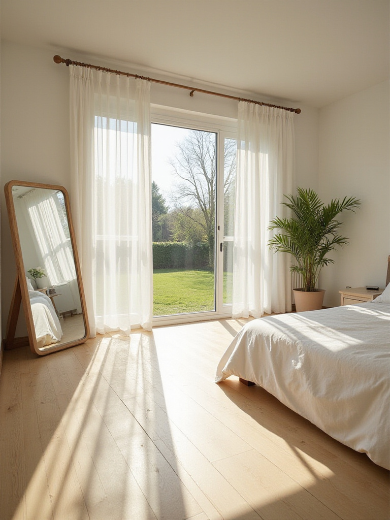 Bright and airy bedroom with large windows maximizing natural light