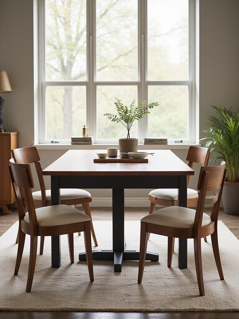 Modern dining table set in a stylish dining room, highlighting the importance of table height for comfort.