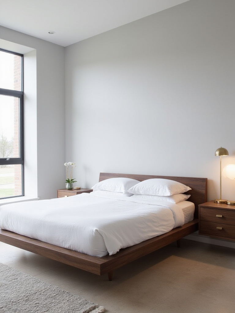 Modern bedroom with floating nightstands