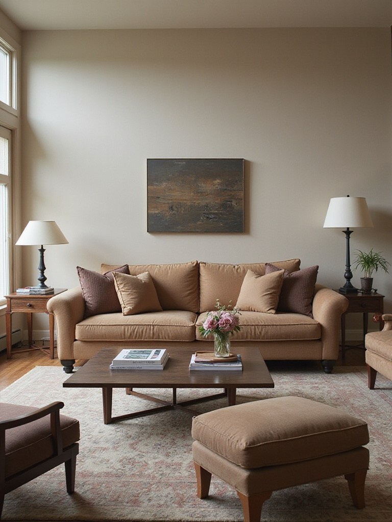 A stylish living room centered around a large, comfortable sofa, illustrating how the sofa serves as the foundation for the room's design and layout.