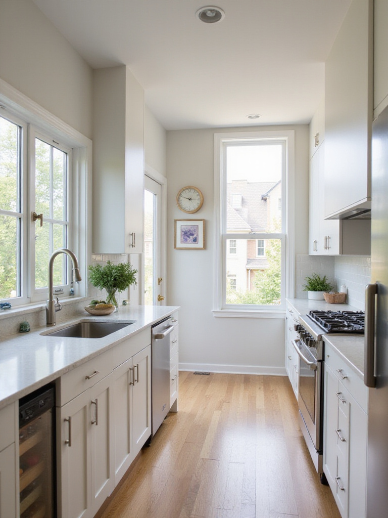 Optimized kitchen layout showcasing the workflow triangle with sink, stove, and refrigerator.