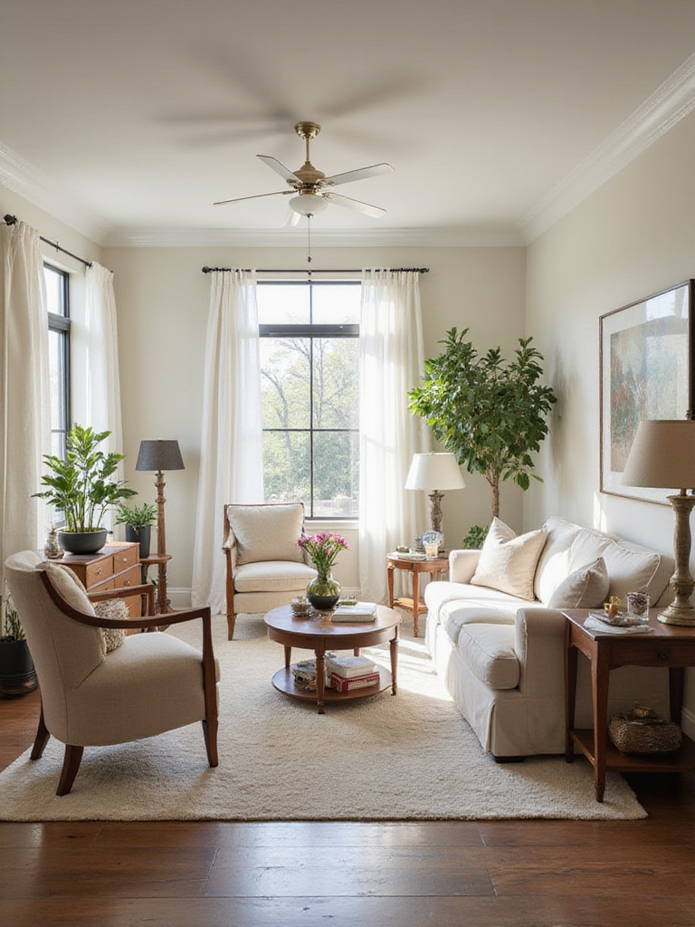 A well-proportioned living room showing furniture correctly scaled to the room size, creating a balanced and spacious layout.