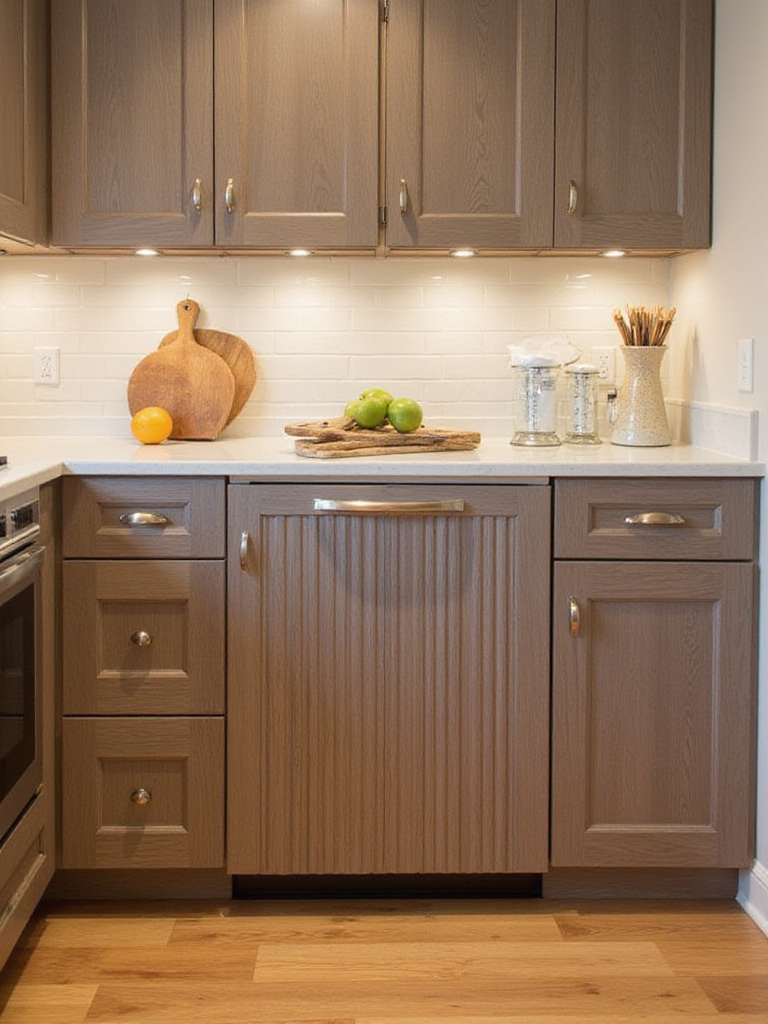 Modern kitchen with a sleek appliance garage concealing small appliances