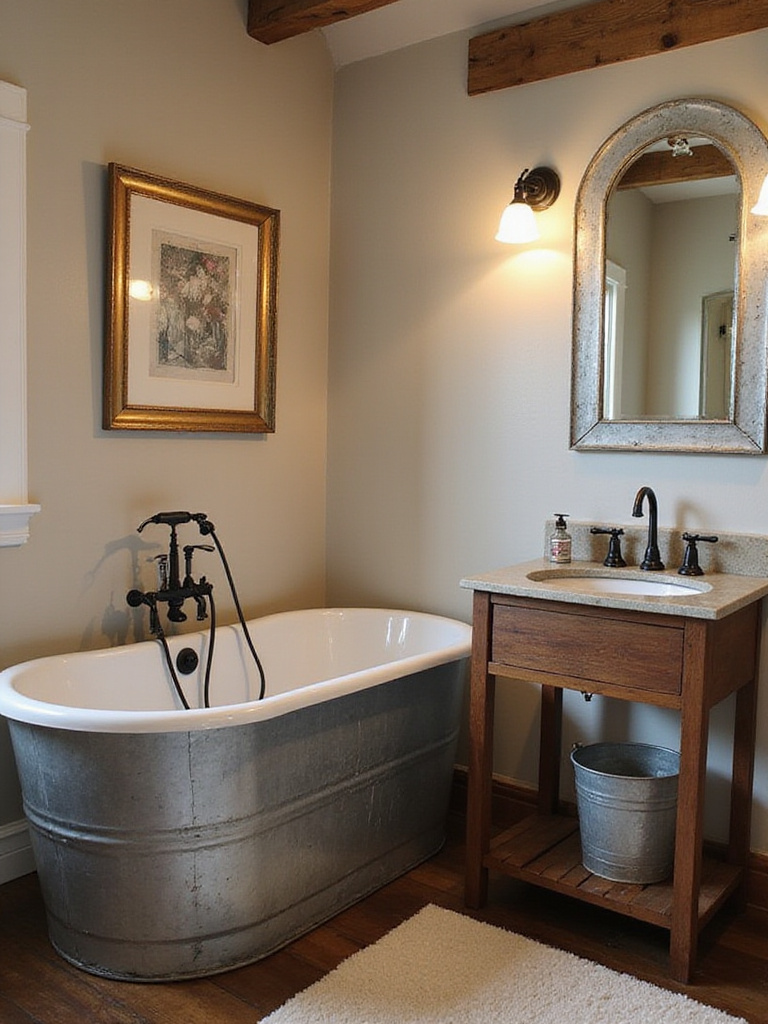 Farmhouse bathroom with galvanized metal accents