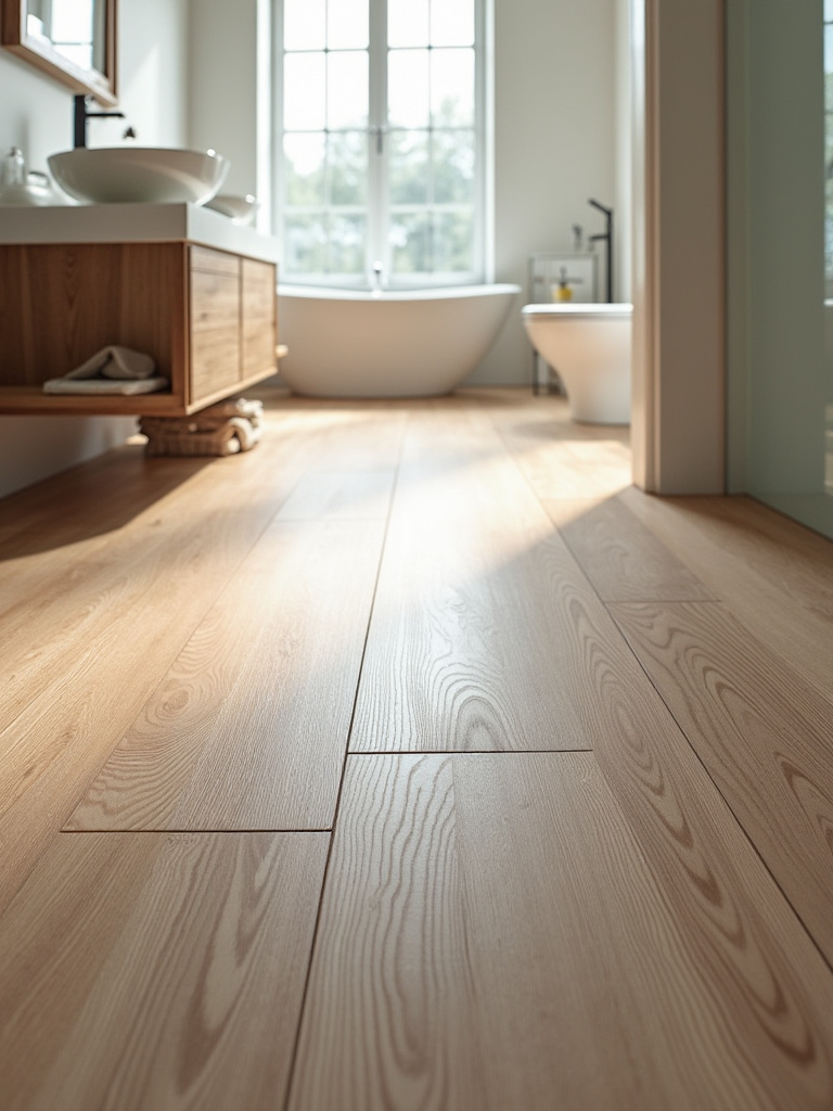 Luxury Vinyl Plank flooring in a modern bathroom design