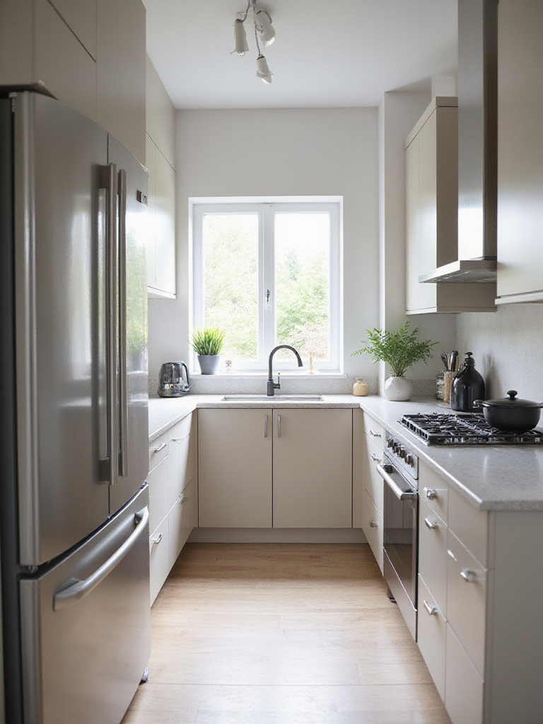 Scandinavian kitchen with an efficient workflow triangle design