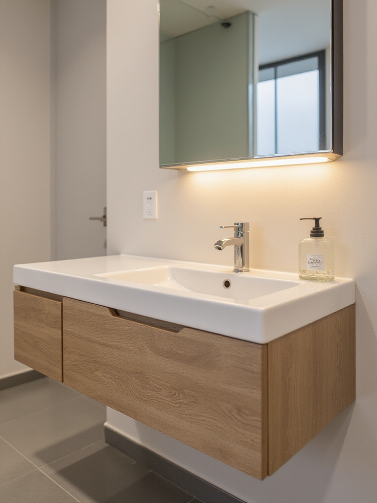 Modern bathroom with a floating vanity and stylish decor