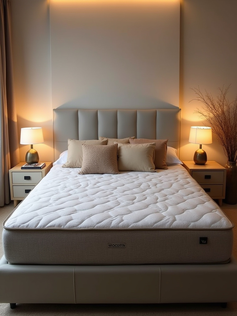 Luxurious bedroom with quality mattress and cozy decor