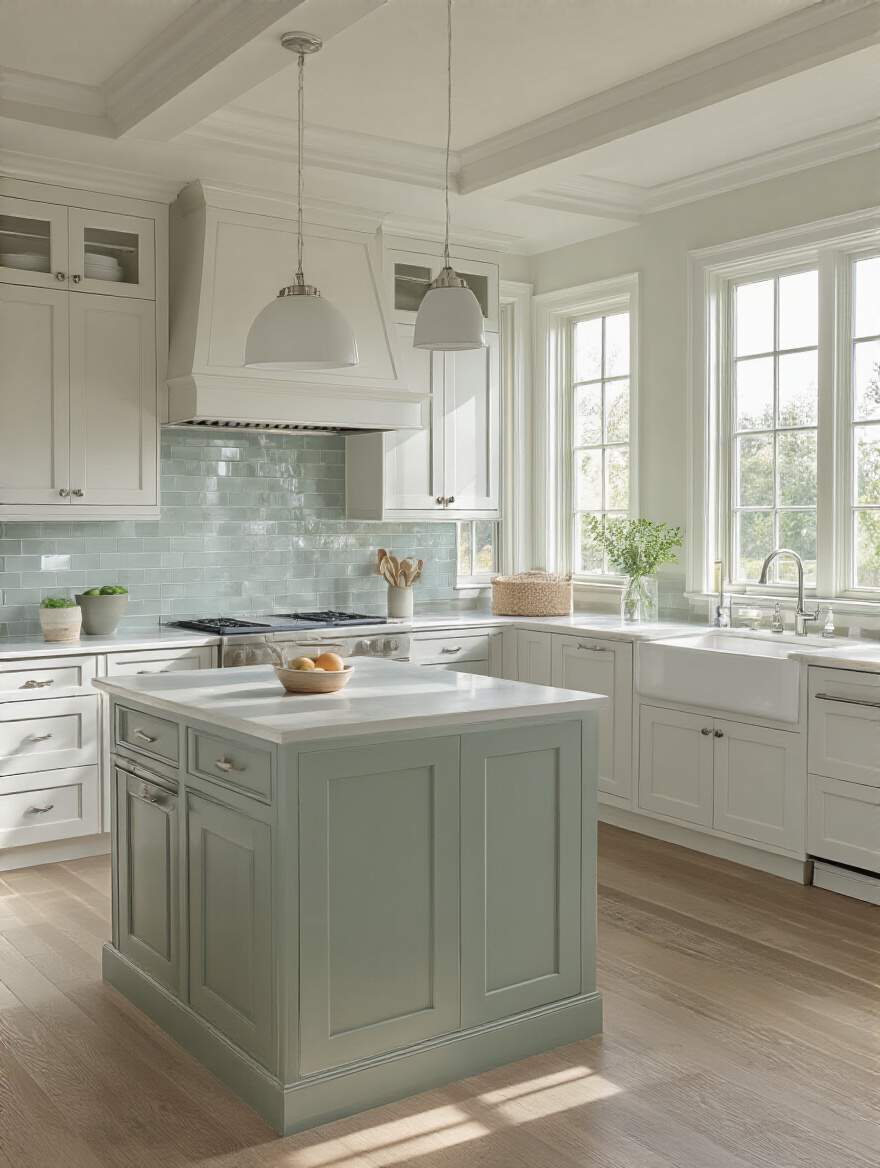 Bright modern kitchen with a cohesive light color palette enhancing space and natural light