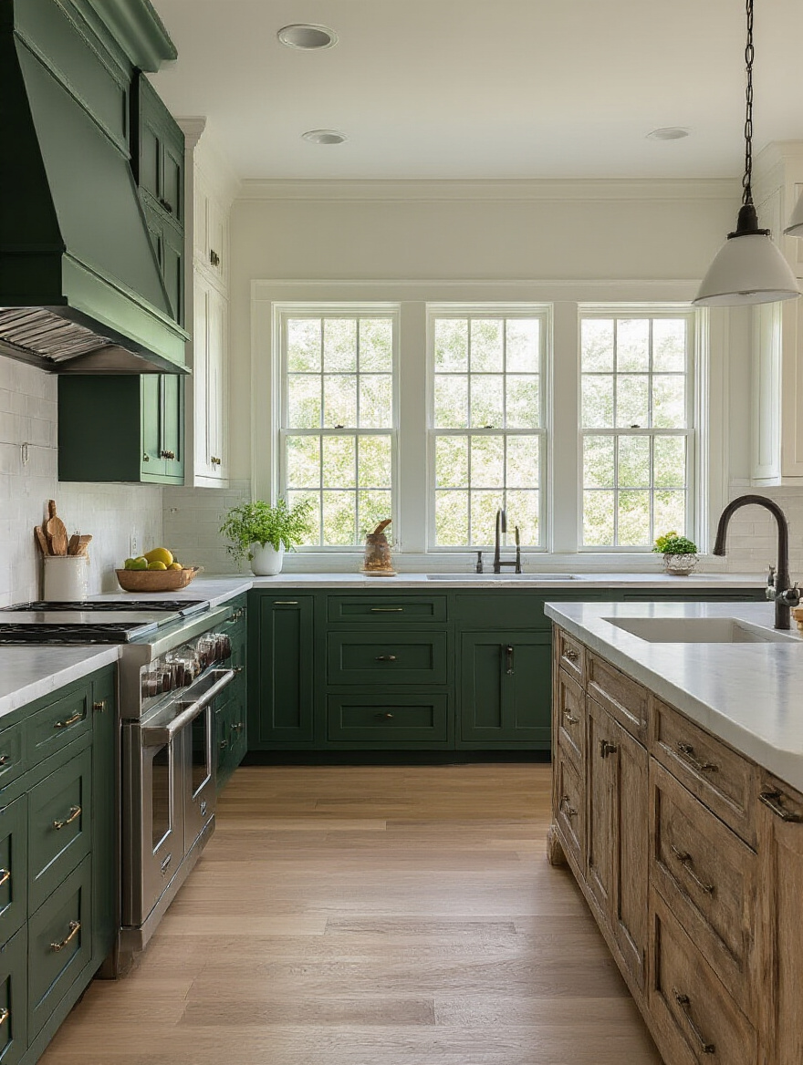 Modern kitchen with harmonious cabinetry colors and satin finishes creating a cozy and inviting mood