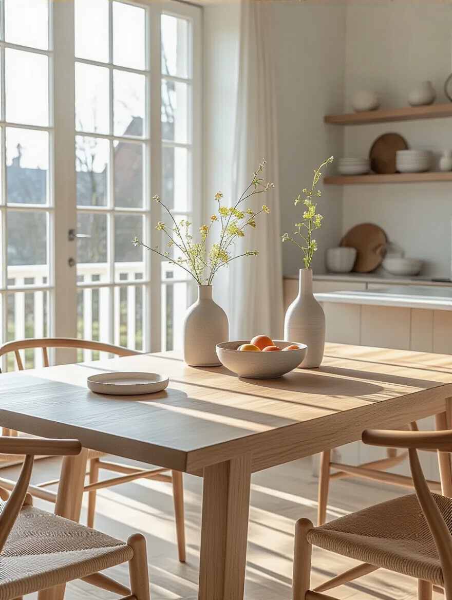 Portrait of a kitchen table set to show proportionality and balance