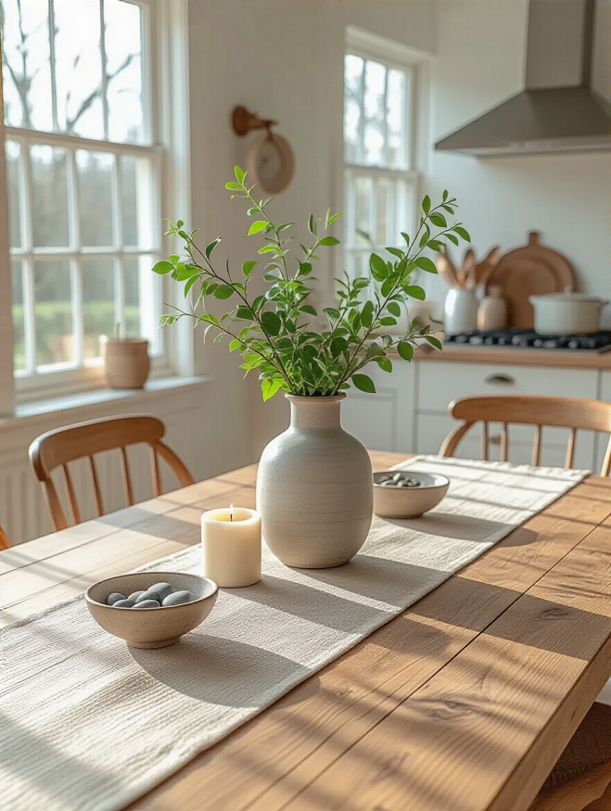 Portrait of a kitchen table with a weekly decor refresh for renewed vibrancy