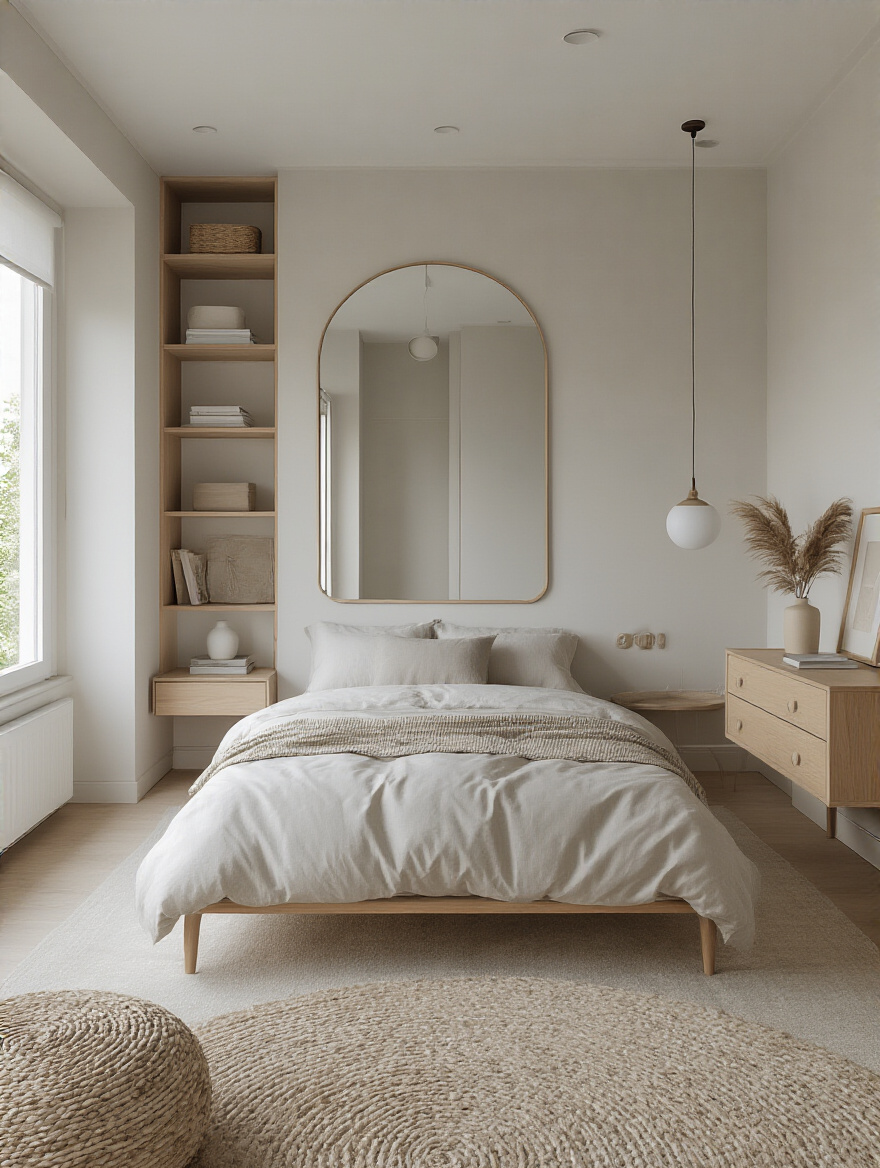 Minimalist clutter-free bedroom with open sightlines and natural light