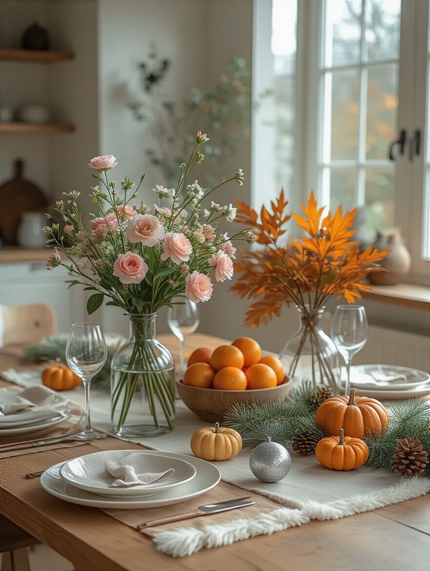 Portrait photo of a kitchen table with rotating seasonal accents