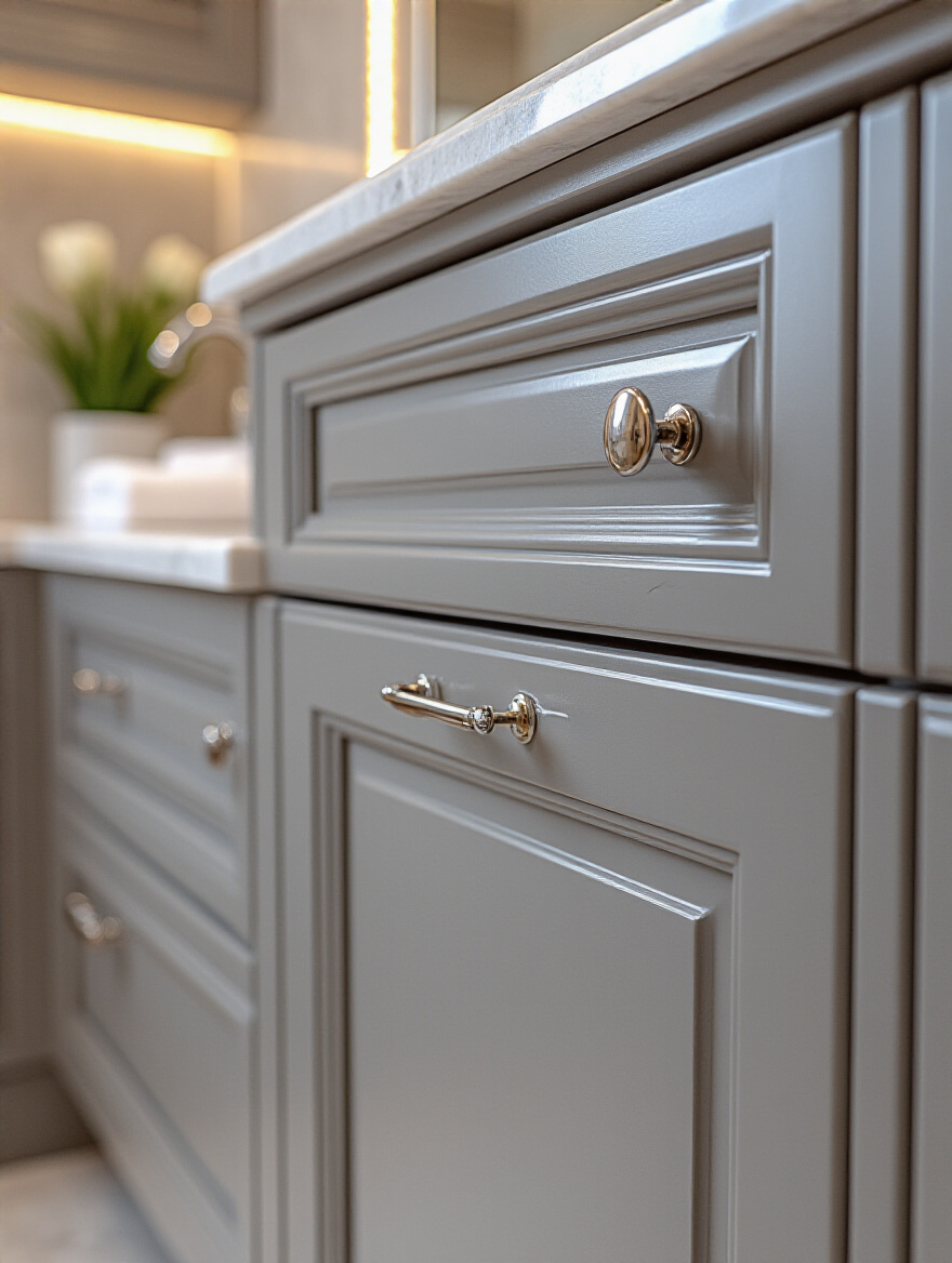 A bathroom vanity interior showcasing adjustable shelves and modular clear drawer dividers, illustrating adaptable storage solutions for changing needs.