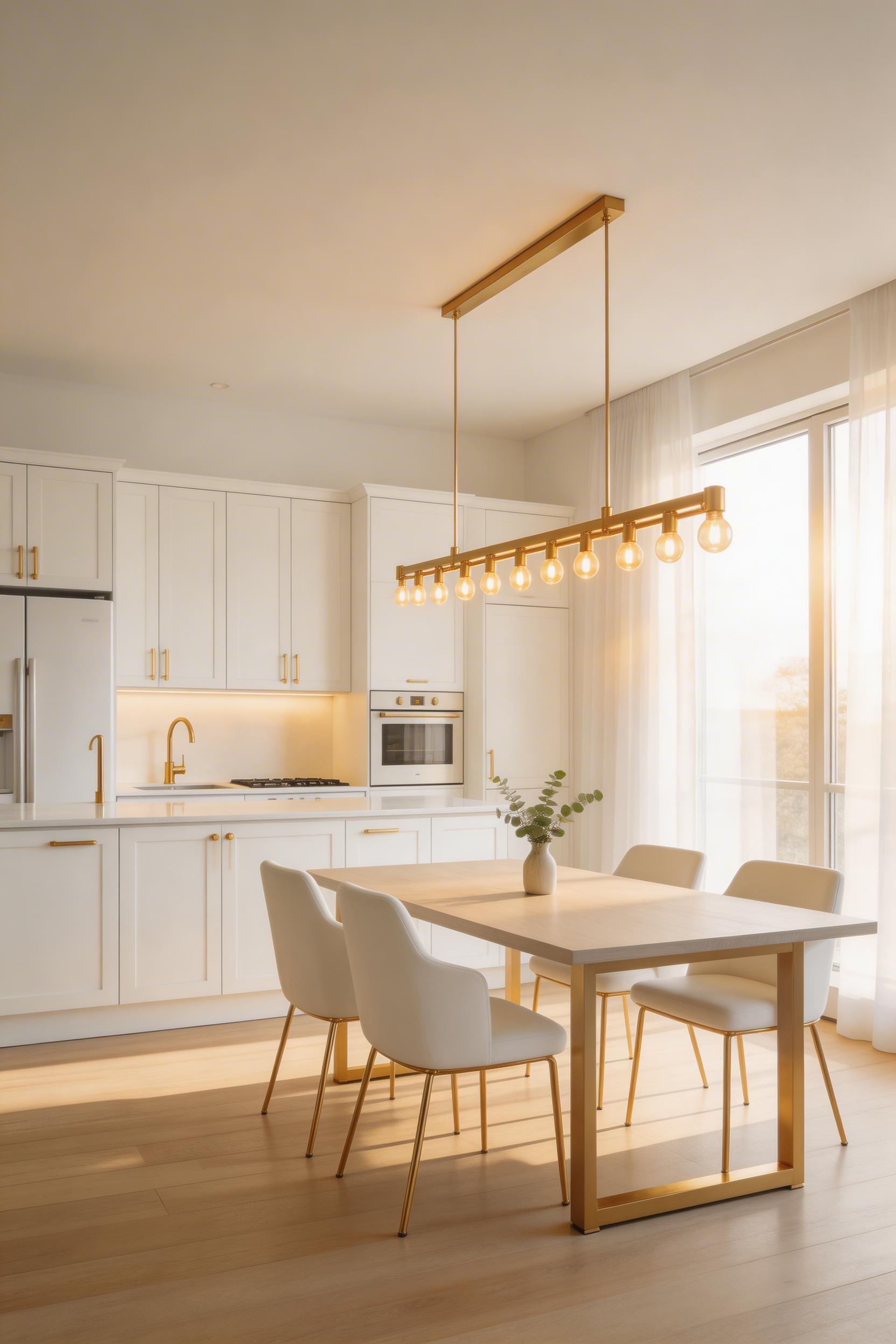 Kitchen lighting ideas that make statements — chandeliers work in open-plan spaces with dining areas where they add elegance and serve dining tasks, not cooking tasks.