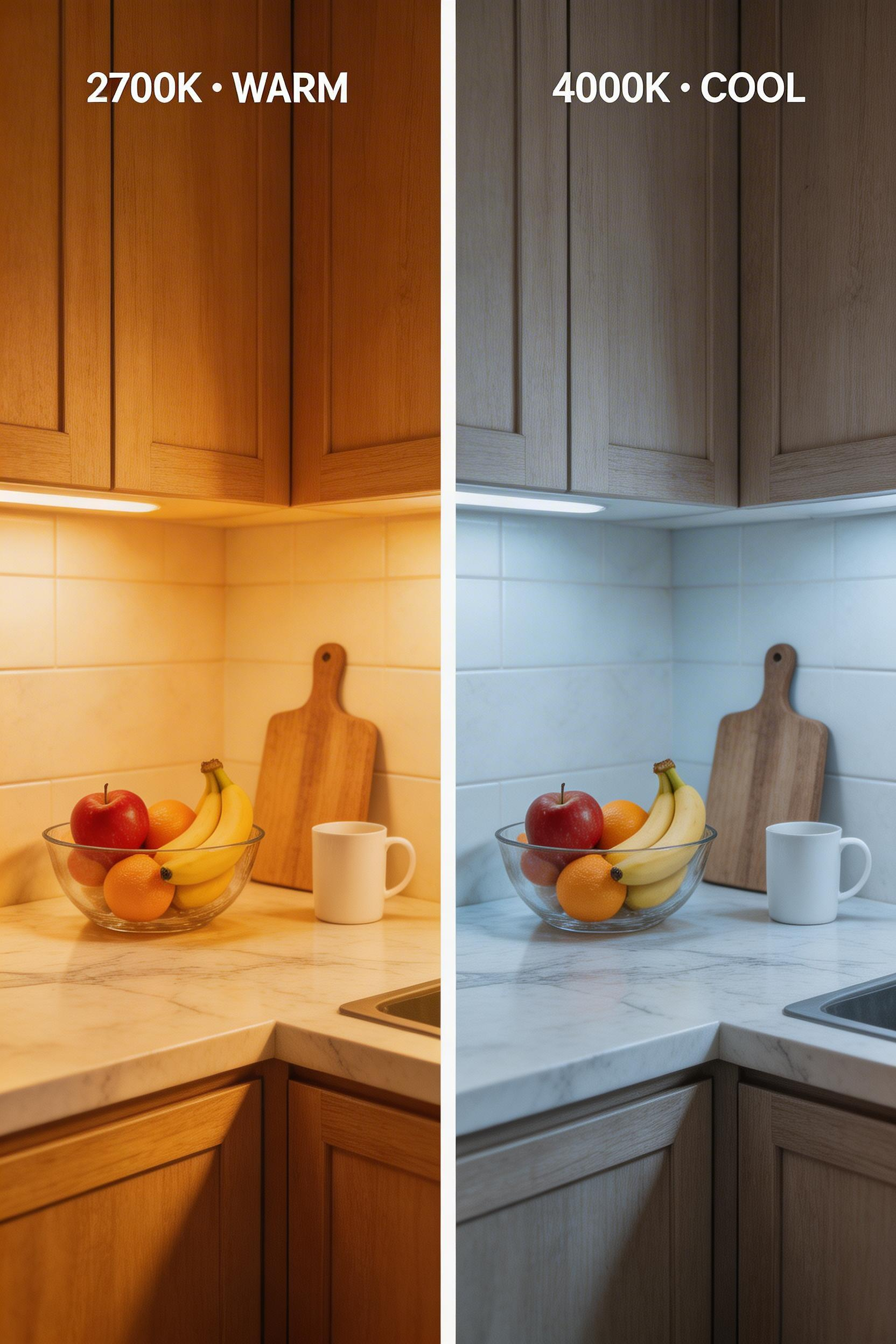 Kitchen lighting ideas need the right color temperature — 2700K suits warm finishes and dining areas, while 3000K-3500K works best for task-focused prep zones.