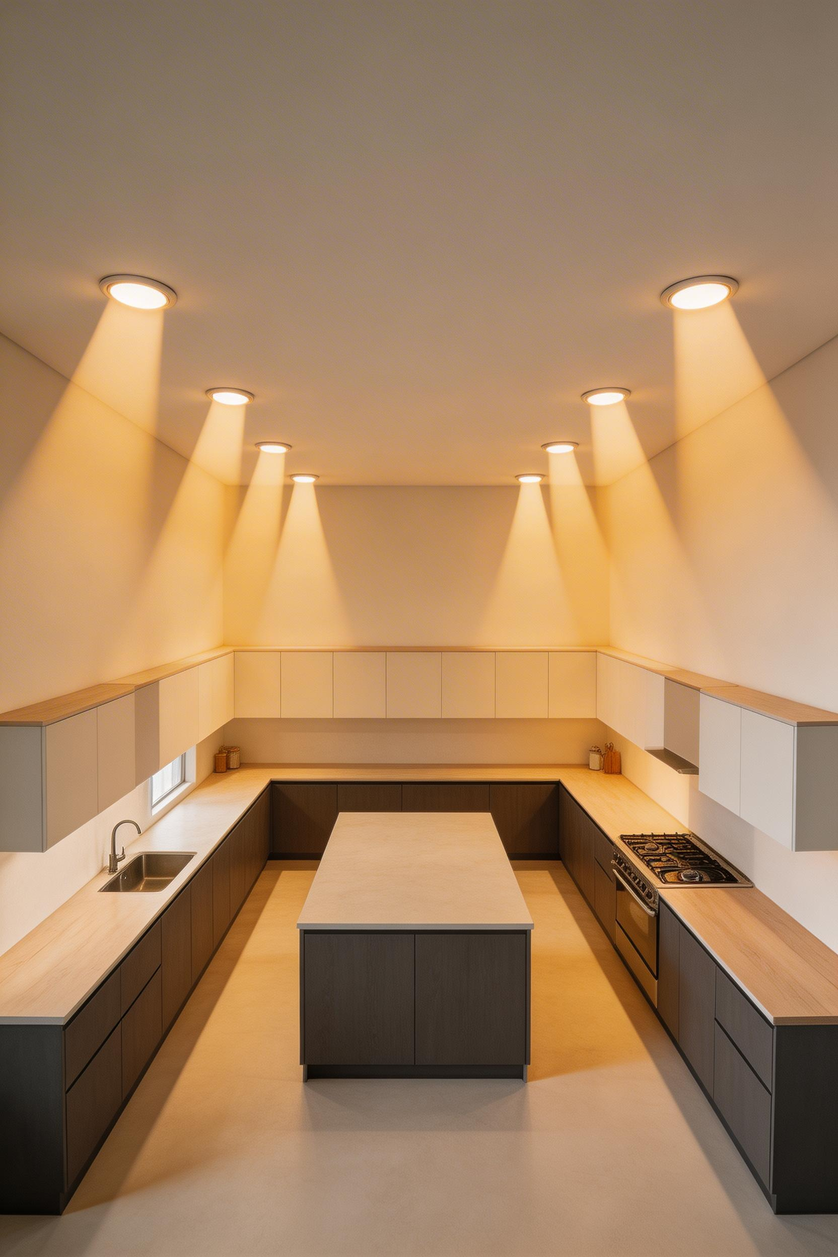 Kitchen lighting ideas need proper spatial planning — recessed lights positioned at two-thirds depth from wall prevent shadows on work surfaces.