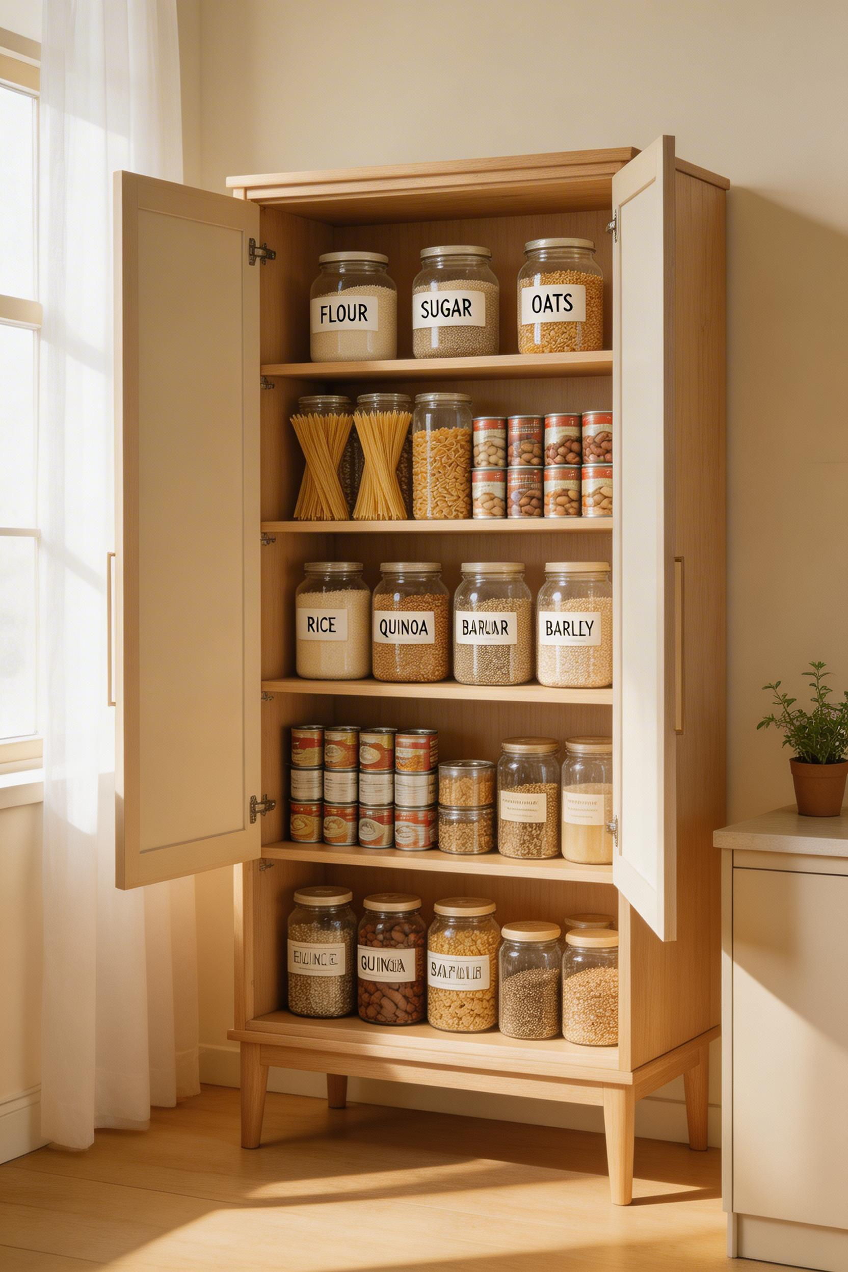 A well-organised freestanding pantry cabinet is among the most efficient pieces of kitchen storage furniture, turning a bare wall into a dedicated dry-goods hub.