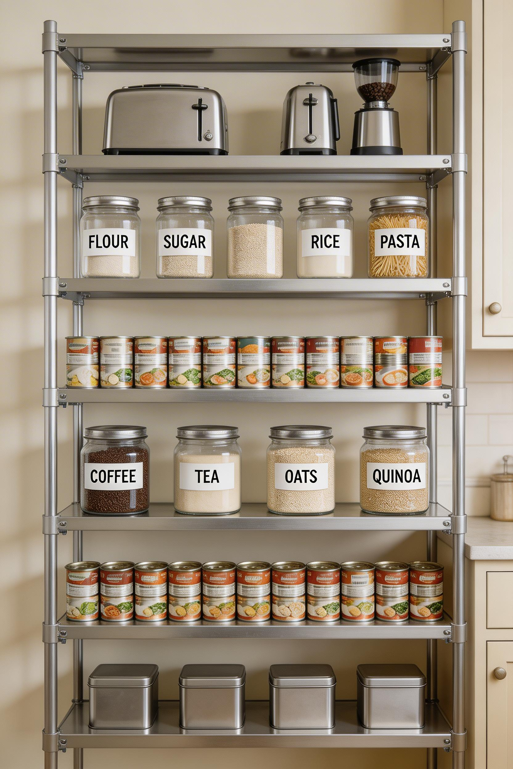 Stackable modular shelving is adaptable kitchen storage furniture that expands with your needs and can be reconfigured as kitchen requirements change.