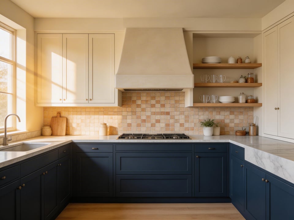 These kitchen decorating designs combine material-led choices — textured stone, custom hoods, and layered lighting — to create spaces with genuine character rather than generic style.