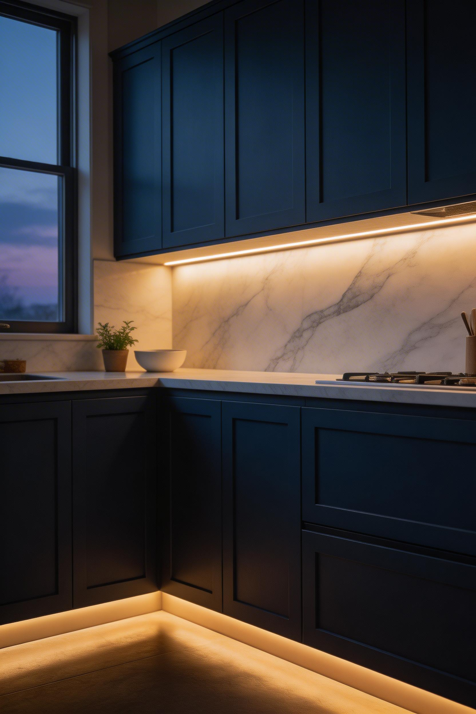 Under-cabinet and toe-kick lighting in kitchen decorating designs layer warmth and depth into the room, transforming the space after dark without a single structural change.