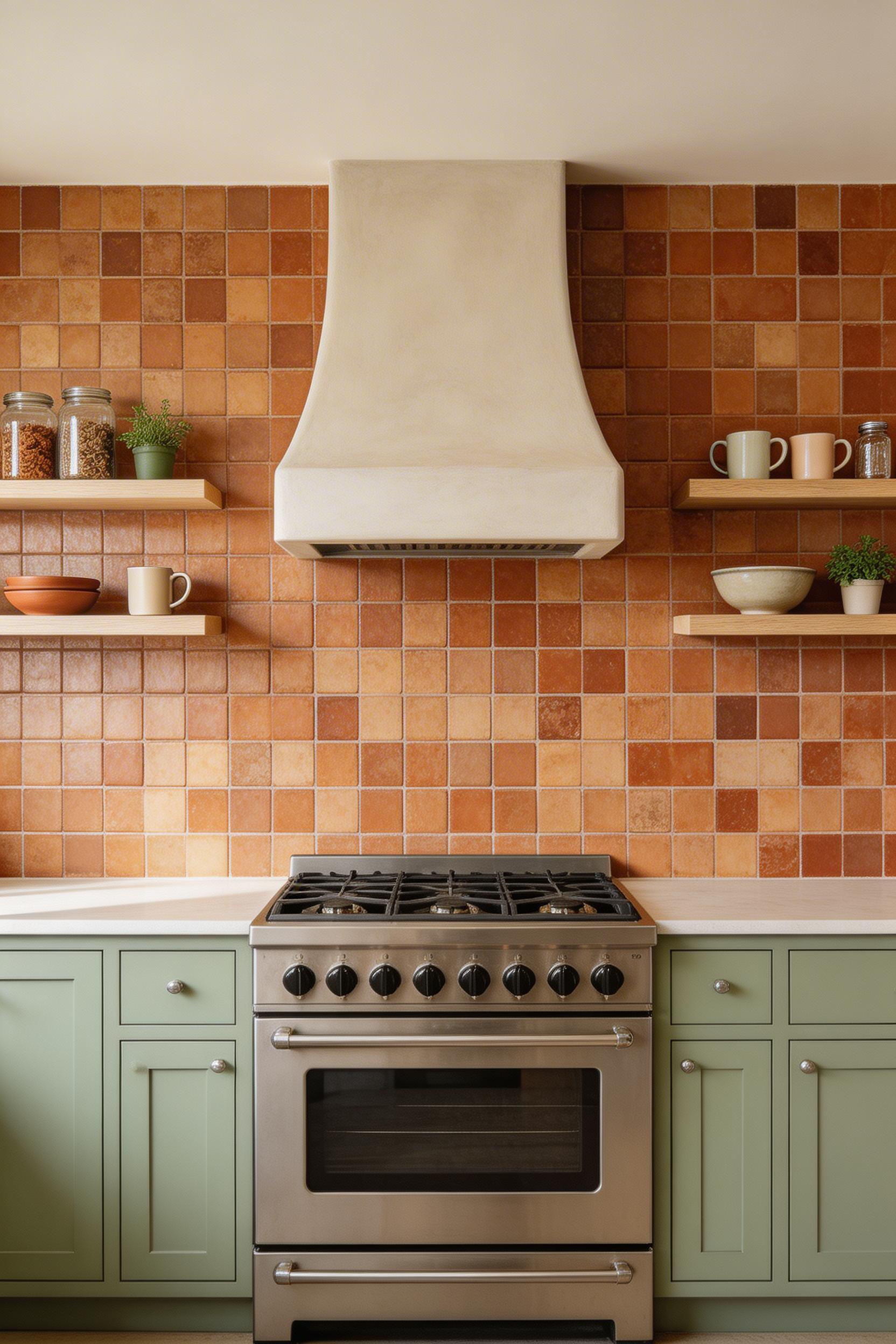 Statement backsplash kitchen decorating designs use a single powerful material — here, zellige tile — as the visual foundation the rest of the room is built around.