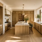 A comprehensive modern kitchen layout featuring an L-shape configuration with island, pantry wall, and breakfast bar — showcasing how thoughtful spatial planning maximizes every square inch.