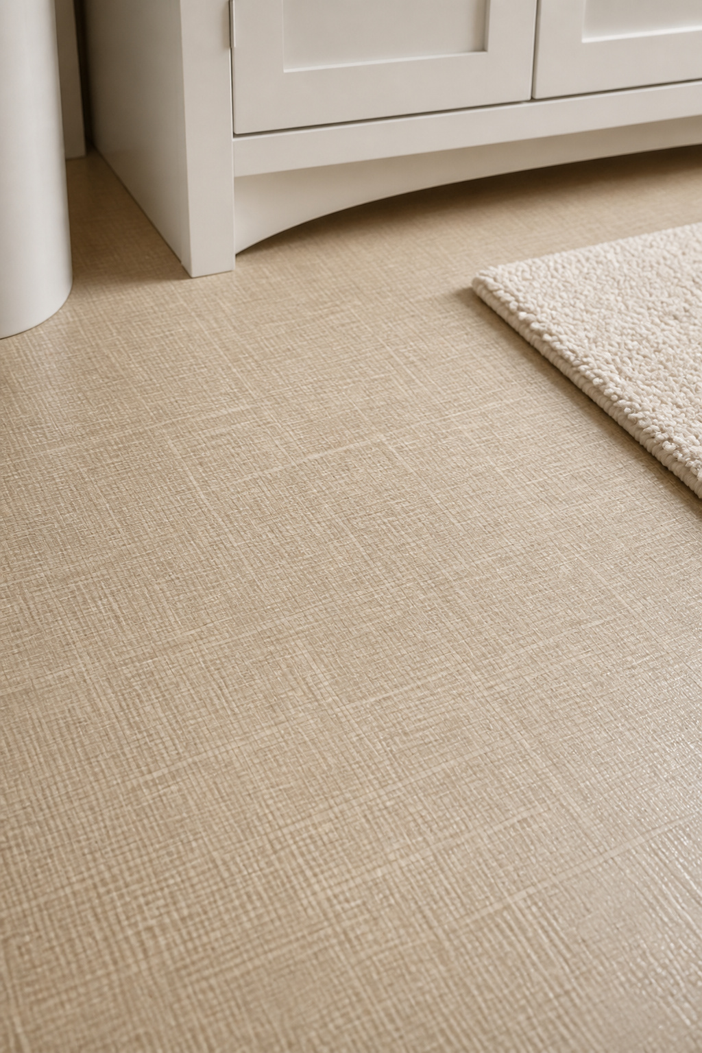 EIR embossing aligns the pressed surface texture with the printed pattern beneath — the linen effect reads as genuinely tactile at normal viewing distance.
