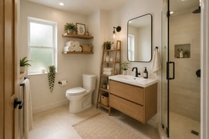 A layered approach to small bathroom storage — combining vertical shelving, drawers, baskets, and built-ins — transforms even the most space-limited bathroom into a room that actually works.