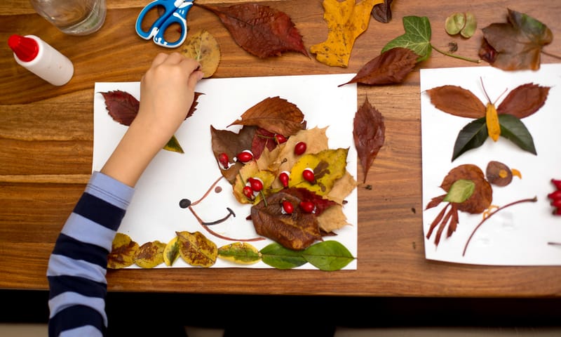 Egel knutselen met bladeren