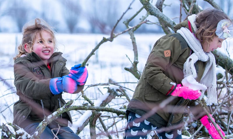 Spelende kinderen met takken