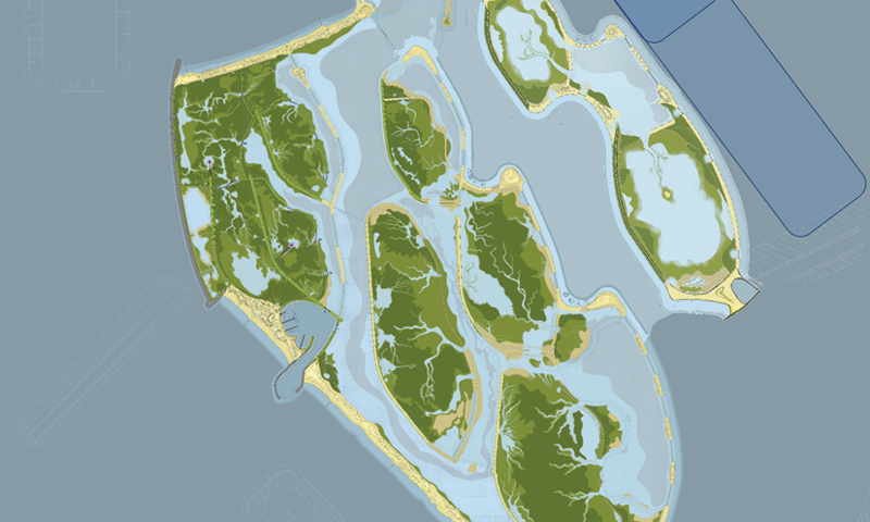 Impressie ontwerp Marker Wadden met nieuwe eilanden