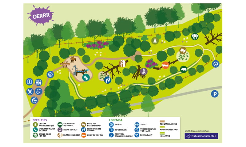 Plattegrond speelnatuur van OERRR Erve De Pas
