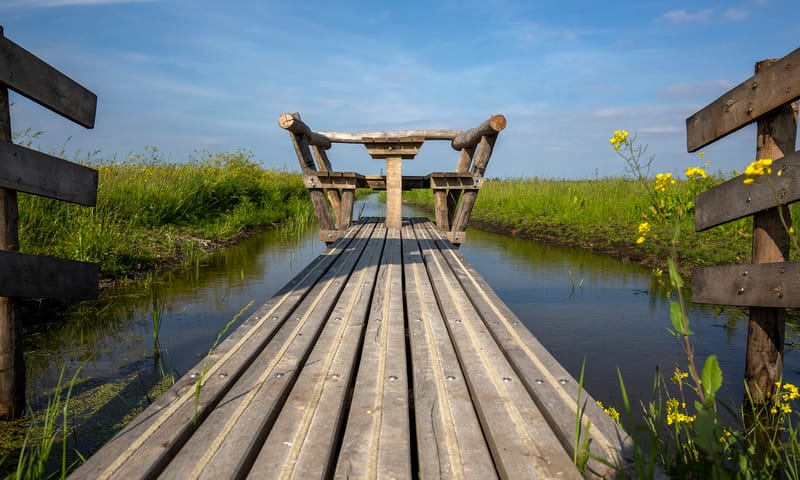 Polderwandeling Zwevende picknickbank Polder Noord-Kethel
