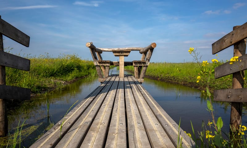Polderwandeling Zwevende picknickbank Polder Noord-Kethel