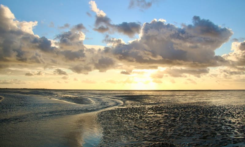 Zonsondergang op het wad bij Schiermonnikoog