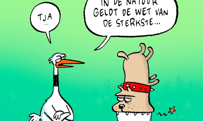 cartoon hond aan de lijn