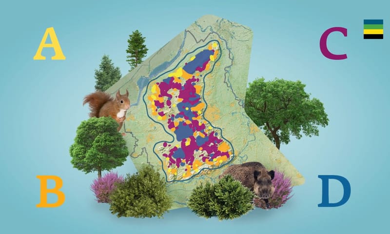 Recreatiezonering Veluwe indeling zones A B C D