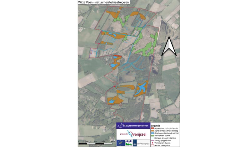 kaart natuurherstelmaatregelen Witte Veen