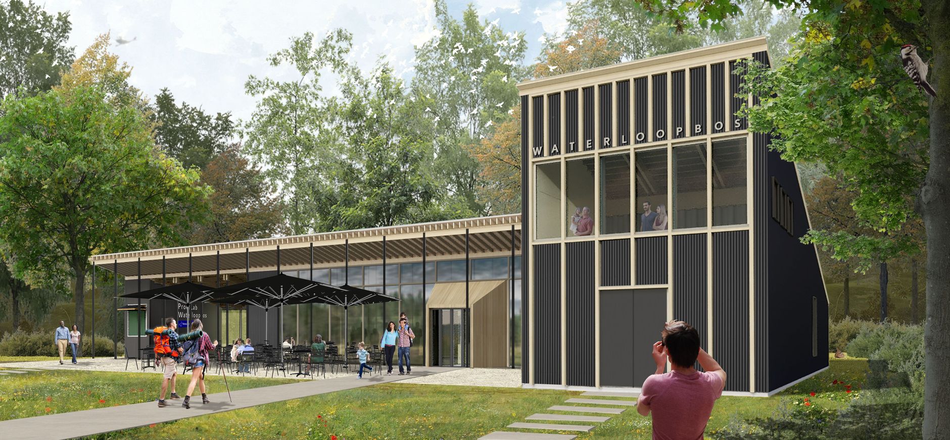 Impressie nieuwe entreegebouw Waterloopbos