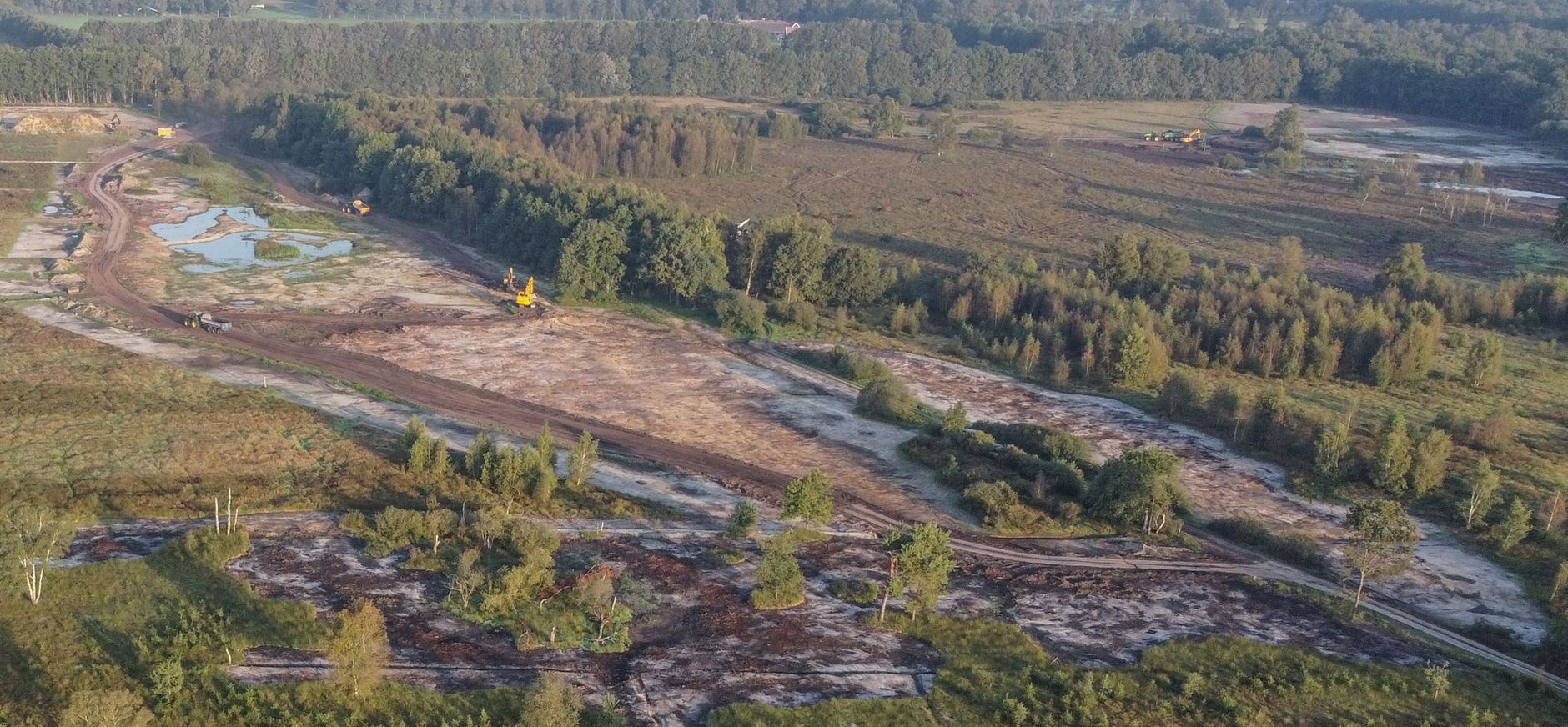 Droneshot vordering werk Witte Veen